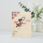 ヴィンテージのスコッチテリアのメリークリスマス シーズンポストカード (スタンド正面)