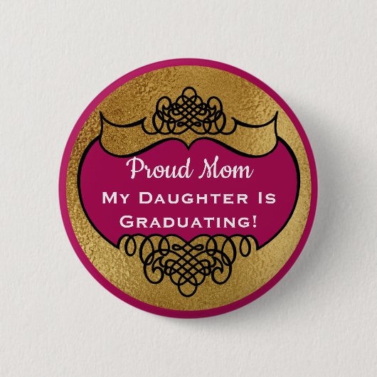 ヴィンテージのスタイリッシュな名札のフェイクな金ゴールドの誇り高い親 缶バッジ (正面)