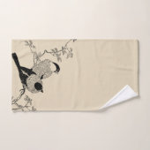 ヴィンテージのスタイルによってとまられる鳥及び暗灰色 バスタオルセット (ハンドタオル)