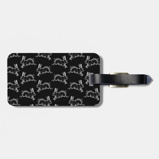 ヴィンテージのスタイルのかわいいウサギのプリントパターンバニーの芸術 ラゲッジタグ (裏面横)