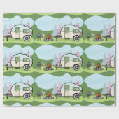 ヴィンテージのスタイルのキャンピングカーの光沢のある包装紙 ラッピングペーパー (フラット)