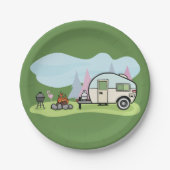 ヴィンテージのスタイルのキャンピングカーの紙皿 ペーパープレート (正面)