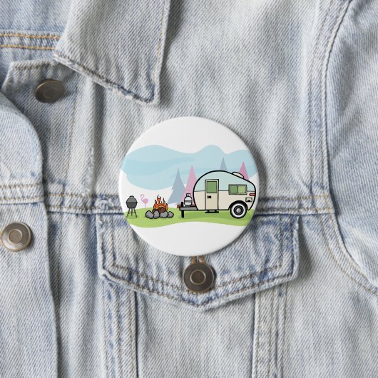 ヴィンテージのスタイルのキャンピングカーボタン 缶バッジ (インサイチュ)