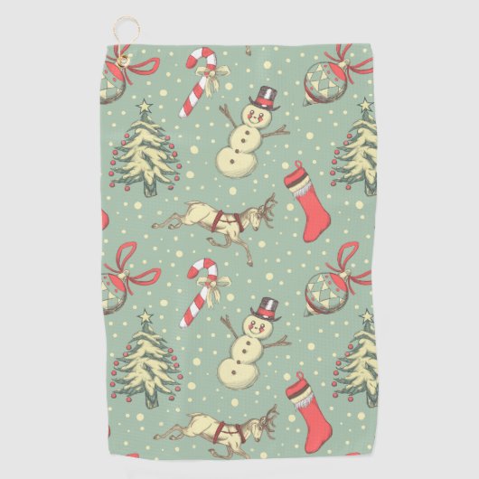 ヴィンテージのスタイルのクリスマス ゴルフタオル (正面)