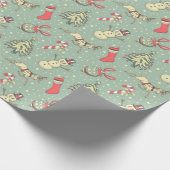 ヴィンテージのスタイルのクリスマス ラッピングペーパー (角)