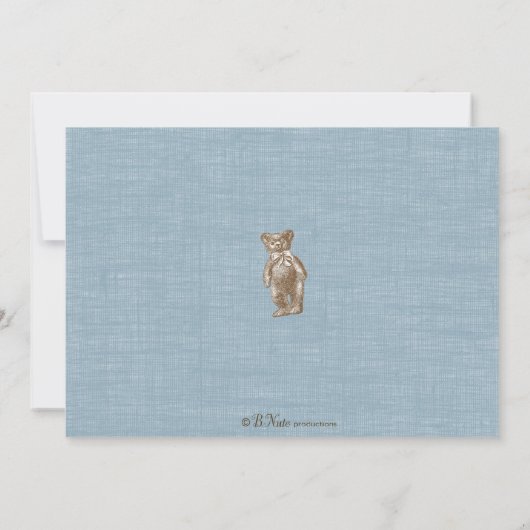 ヴィンテージのスタイルのテディー・ベアのパーティの招待状-青 招待状 (裏面)