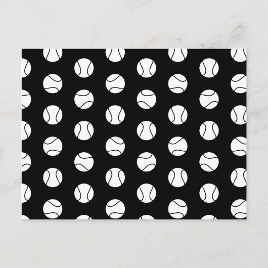 ヴィンテージのスタイルのテニス・ボールのプリントパターン黒 案内ポストカード (正面)