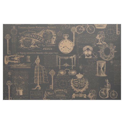 ヴィンテージのスタイルのパリ|の古い原稿|の農家 ファブリック (ヤード)