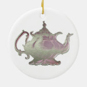 ヴィンテージのスタイルのピンクのティーポット セラミックオーナメント (裏面)