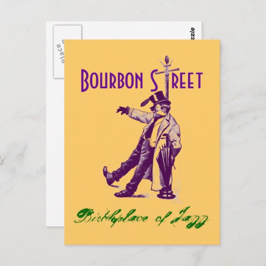 ヴィンテージのスタイルのブルボン通りのノラジャズ郵便はがき ポストカード (正面/裏面)