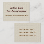 ヴィンテージのスタイルのリネン大きい名刺 名刺 (正面/裏面)