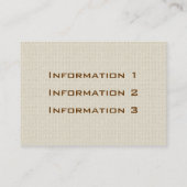 ヴィンテージのスタイルのリネン大きい名刺 名刺 (裏面)