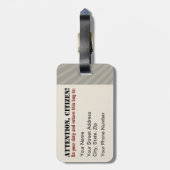 ヴィンテージのスタイルのロボット軍隊のプロパガンダ ラゲッジタグ (裏面縦)