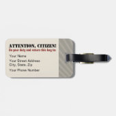 ヴィンテージのスタイルのロボット軍隊のプロパガンダ ラゲッジタグ (裏面横)