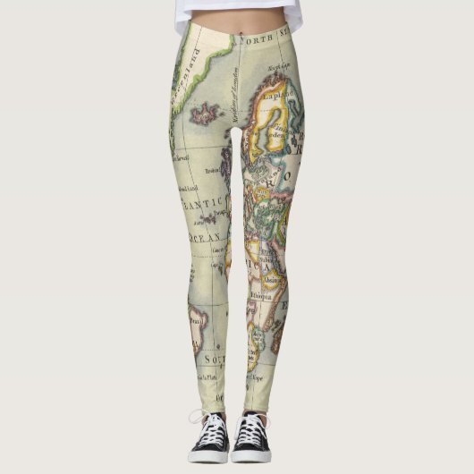 ヴィンテージのスタイルの世界地図の冒険のレギンス レギンス (正面)