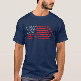 ヴィンテージのスタイルの戦闘機の米国旗の赤い白 Tシャツ