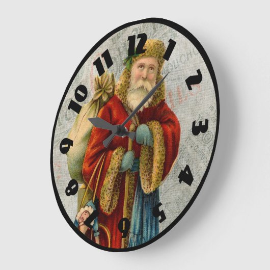 ヴィンテージのスタイルの父のクリスマスサンタクロース ラージ壁時計 (傾斜)