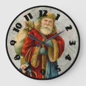 ヴィンテージのスタイルの父のクリスマスサンタクロース ラージ壁時計 (正面)