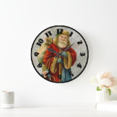 ヴィンテージのスタイルの父のクリスマスサンタクロース ラージ壁時計 (ホーム)