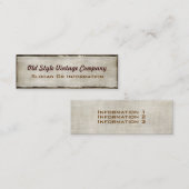 ヴィンテージのスタイルの生地の一見の名刺 スキニー名刺 (正面/裏面)