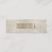 ヴィンテージのスタイルの生地の一見の名刺 スキニー名刺 (裏面)