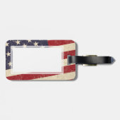 ヴィンテージのスタイルの米国旗のグランジな一見 ラゲッジタグ (裏面横)