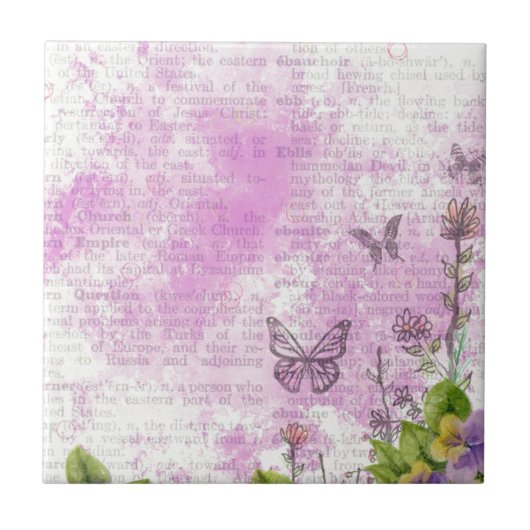 ヴィンテージのスタイルの花柄パターン タイル (正面)