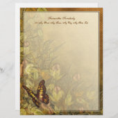 ヴィンテージのスタイルの蝶イラストレーション レターヘッド (正面/裏面)