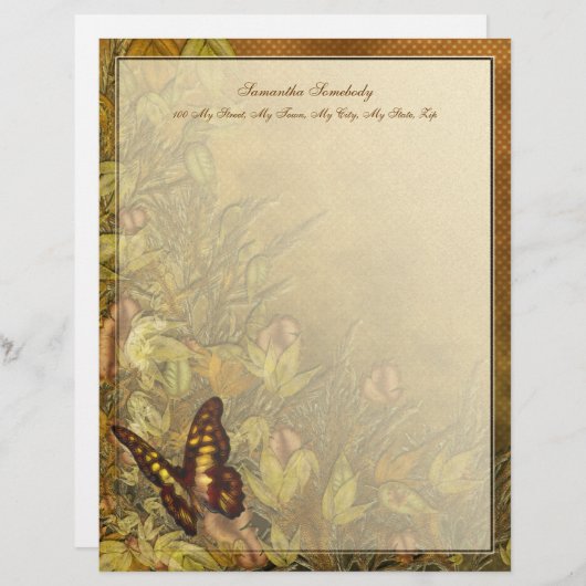 ヴィンテージのスタイルの蝶イラストレーション レターヘッド (正面/裏面)