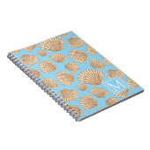 ヴィンテージのスタイルの貝殻パターン|はあなたのイニシャルを加えます ノートブック (右側)