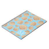 ヴィンテージのスタイルの貝殻パターン|はあなたのイニシャルを加えます ノートブック (左側)