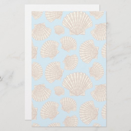 ヴィンテージのスタイルの貝殻パターン 便箋 (正面/裏面)