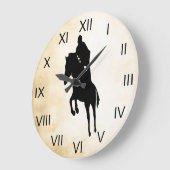 ヴィンテージのスタイルの跳躍のシルエットの馬 ラージ壁時計 (傾斜)