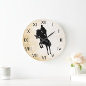 ヴィンテージのスタイルの跳躍のシルエットの馬 ラージ壁時計 (ホーム)
