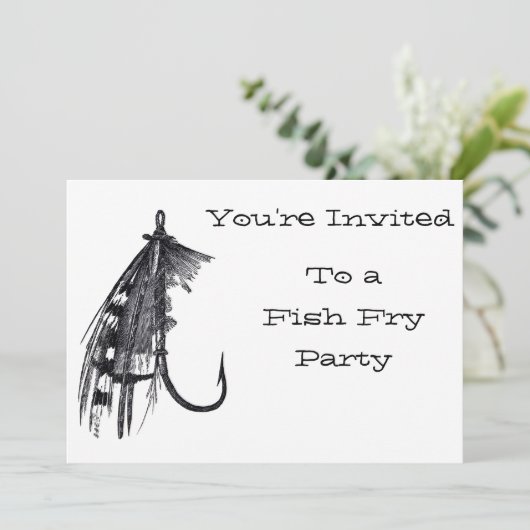ヴィンテージのスタイルの魚揚げ物のパーティの招待状 招待状 (スタンド正面)