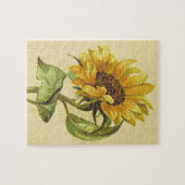 ヴィンテージのスタイルの黄色およびオレンジヒマワリのパズル ジグソーパズル (横)