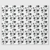 ヴィンテージのスタイルの黒の花 ラッピングペーパー (フラット)