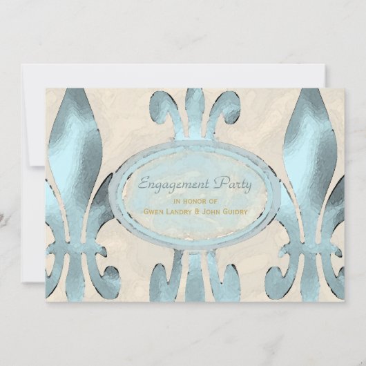 ヴィンテージのスタイルの（紋章の）フラ・ダ・リの婚約パーティ 招待状 (裏面)