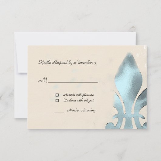 ヴィンテージのスタイルの（紋章の）フラ・ダ・リRSVPカード 出欠カード (裏面)