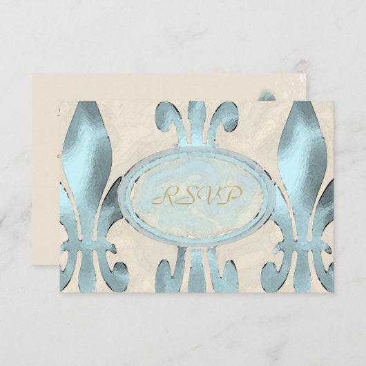 ヴィンテージのスタイルの（紋章の）フラ・ダ・リRSVPカード 出欠カード (正面/裏面)