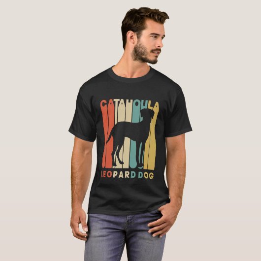 ヴィンテージのスタイルのCatahoulaのヒョウ犬のシルエットのTS Tシャツ (正面フル)