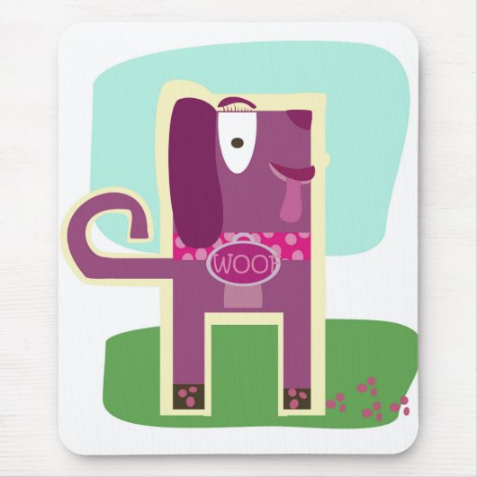 ヴィンテージのスタイルのWoofのガーリーな犬 マウスパッド (正面)