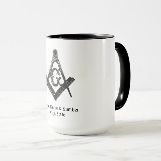 ヴィンテージのスタイルフリーメーソンのロッジのマグ マグカップ (正面右)