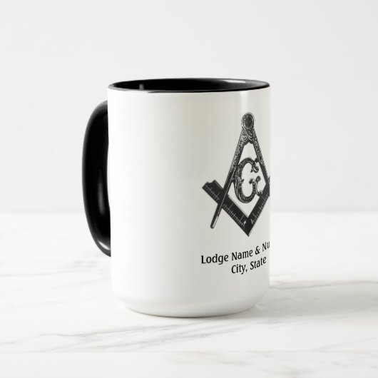 ヴィンテージのスタイルフリーメーソンのロッジのマグ マグカップ (正面左)