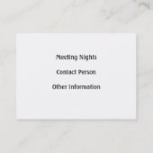 ヴィンテージのスタイルフリーメーソンのロッジの名刺 名刺 (裏面)