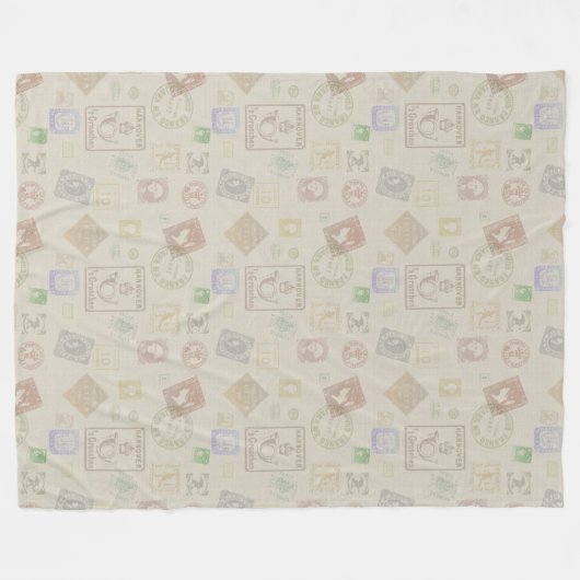 ヴィンテージのスタンプパターンフリース フリースブランケット (正面(横))