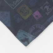 ヴィンテージのスタンプパターンフリース-暗闇 フリースブランケット (角)