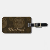 ヴィンテージのスタンプ及びコンパスの荷物のラベル-暗闇 ラゲッジタグ (正面横)