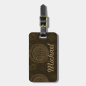 ヴィンテージのスタンプ及びコンパスの荷物のラベル-暗闇 ラゲッジタグ (正面縦)