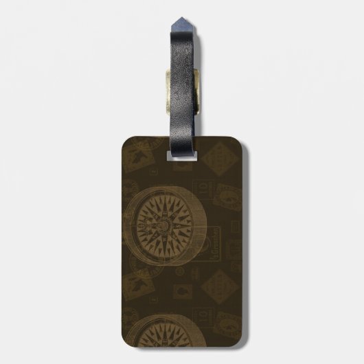 ヴィンテージのスタンプ及びコンパスの荷物のラベル-暗闇 ラゲッジタグ (裏面縦)
